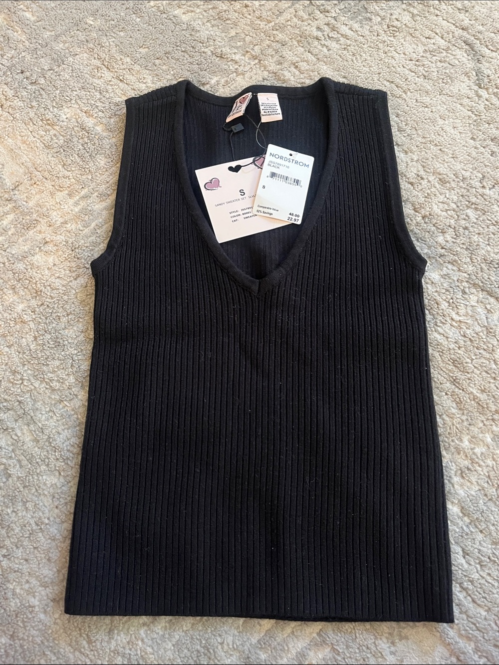 Love By Design Black Ribbed V-Neck Tank